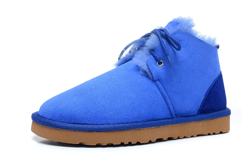 New Fashion Genuine Sheepskin Leather Woman Boots Natural Fur Snow Boots Warm Wool Ankle Boots Winter Boots Shoes - Цвет: Royal Blue