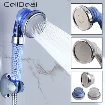 

CellDeal High Turbo Pressure Shower Head 3 Mode Filtered Lonic Stone Stream Handheld Showerheads Ceramic Balls Water Saving