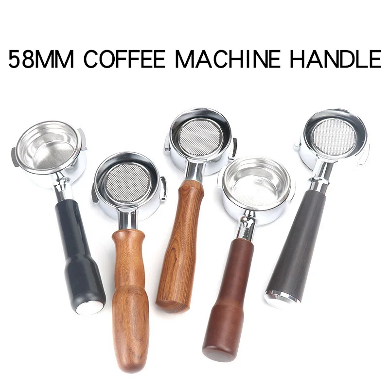 

Italian coffee maker refitted bottomless hand red acid branch solid wood handle 58 mm alloy handle E61 coffee accessories