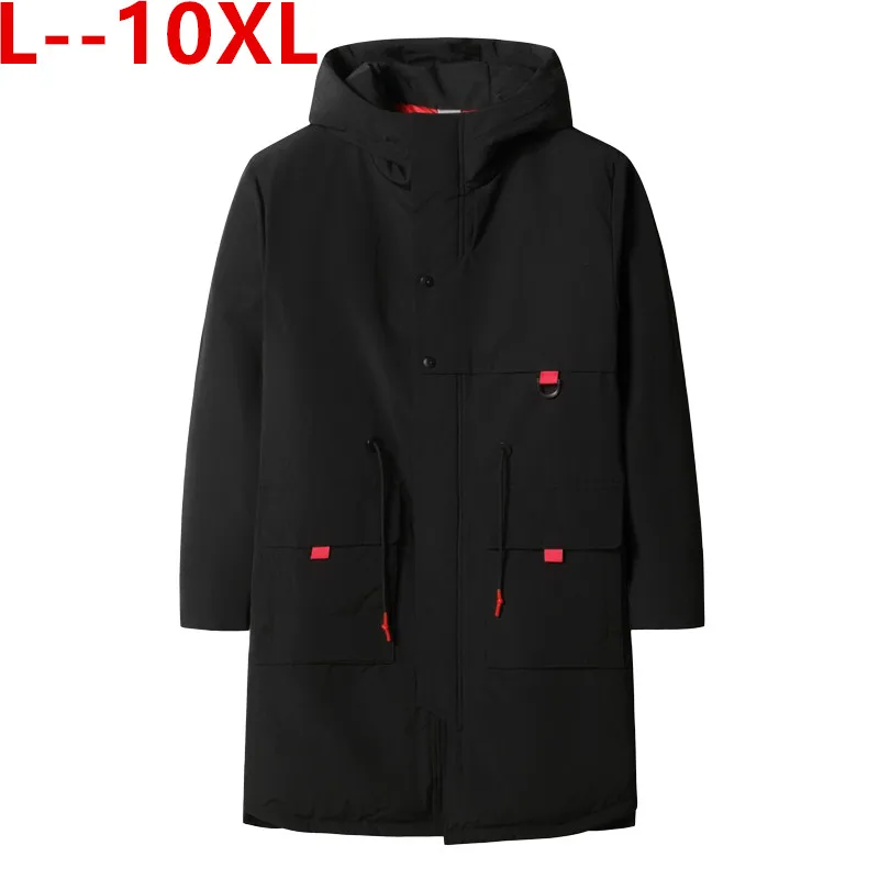 Плюс 10XL 8XL 6XL 5XL горячая Распродажа Зимний теплый непродуваемый Капюшон Мужская куртка теплая Мужская парка высокое качество парка модное повседневное пальто - Цвет: Черный
