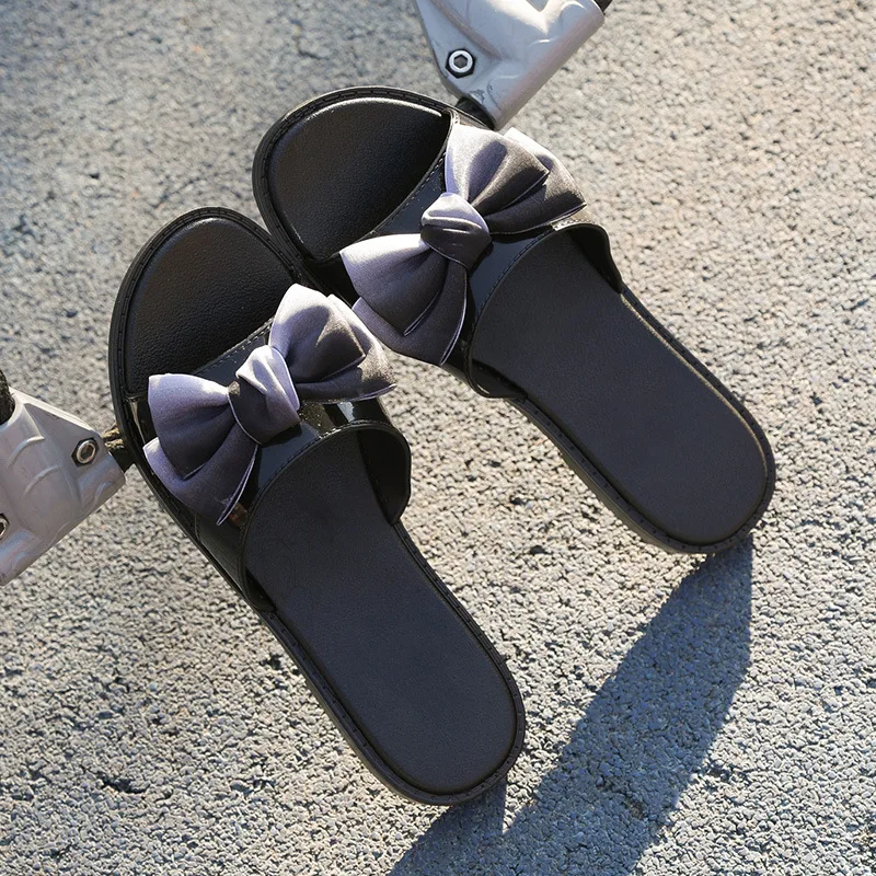 

2019 New Style Slipper Women's Summer Outer Wear Anti-slip Fashion Bow Flat Heel Comfortable Women's Home Sandals Summer