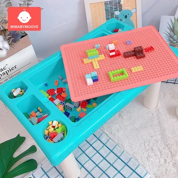 

300pcs Children Educational Toys Wooden Building Blocks Table Multi-functional Water Game Play Table Learning Table Puzzle Toy