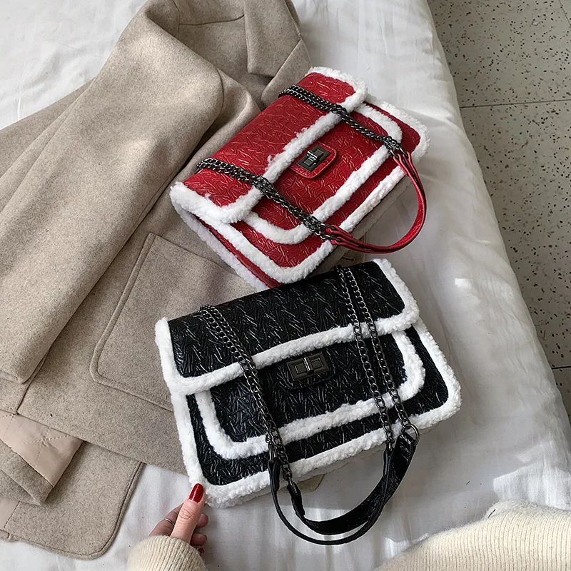 

2020 New Style Furry Wave Stereo Generous Bag Lock Shoulder WOMEN'S Bag