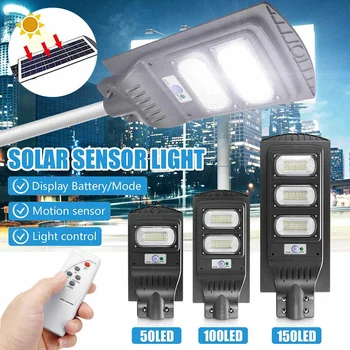 

50/100/150 LED Solar Street Light With Remote Control Dusk to Dawn Waterproof IP65 Radar Sensor Outdoor Garden Wall Lamp