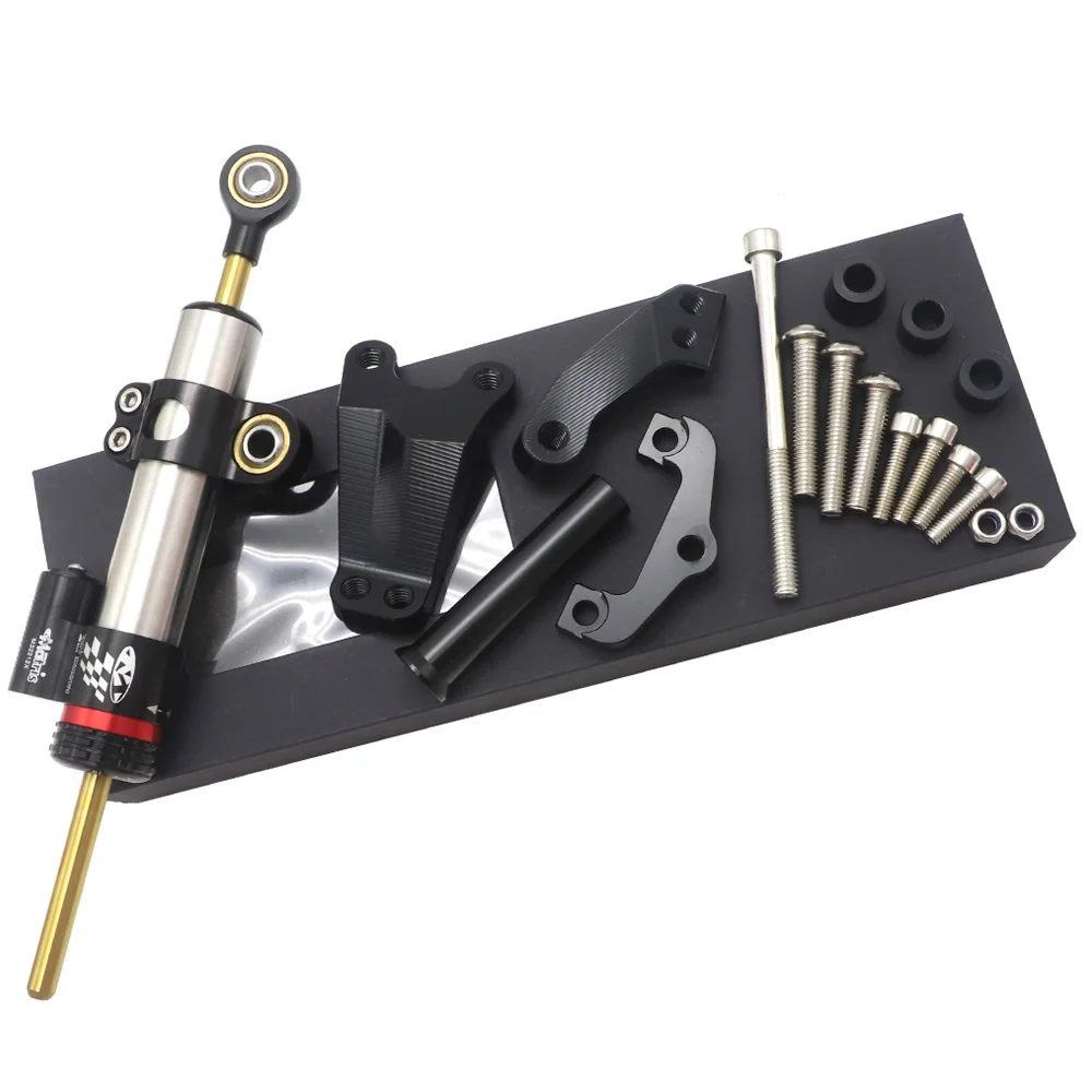 Black Set CNC Алюминиевые Регулируемые мотоциклы руля стабилизации демпфер кронштейн комплект для Kawasaki ER6N ER-6N 2013 - Цвет: Black Set