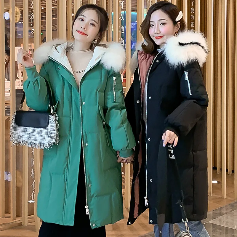 

2019 Winter Korean-style Fashion Mid-length Thick Fur Collar Cotton Coat Large GIRL'S Large Size WOMEN'S Coat