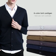 Осень мужской Повседневный Кардиган свитер деловые модные однотонные свитеры Мужская брендовая одежда 6 цветов