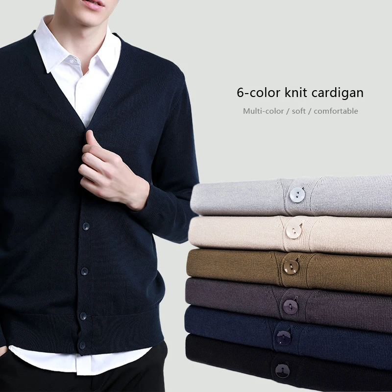 

2019 Autumn New Men's Casual Cardigan Sweater Business Fashion Solid Color Sweaters Male Brand Clothes 6 Colors