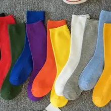 12 цветов, яркие хлопковые носки для женщин, зима-осень, забавные носки в стиле Гарри, хлопковые однотонные счастливые носки