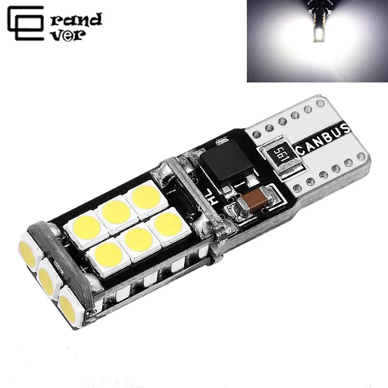 GrandEver 2 шт. T10 светодиодный W5W лампы 3030 15SMD T10 Canbus Error free 12V W5W 194 светодиодный для двери светильник ширина светильник номерного знака светильник