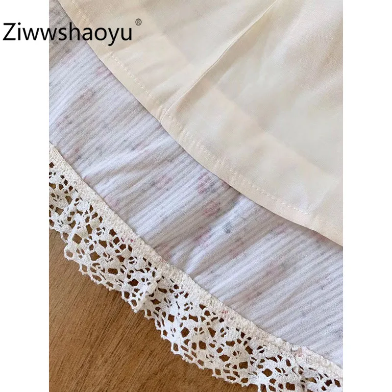 Ziwwshaoyu дизайнерская летняя элегантная кружевная плиссированная юбка с цветочным принтом и высокой талией из хлопка Женская одежда высокого качества