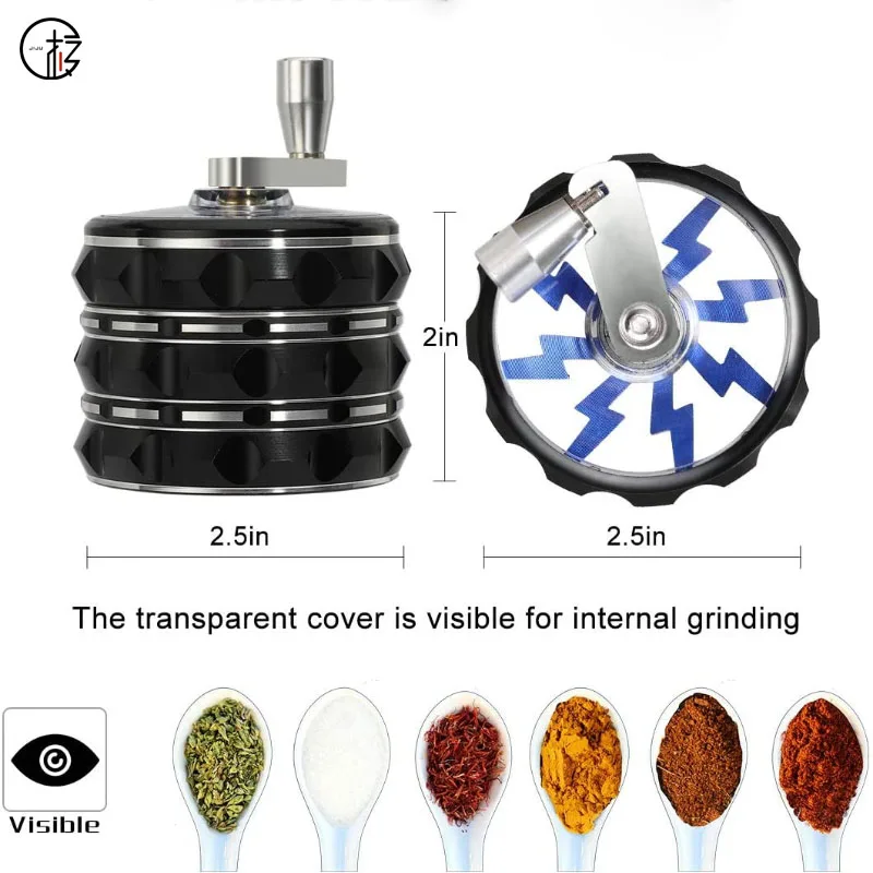 Hand crank herb grinder cigarette , 2.5 inch (about 6.3 cm) 4 piece