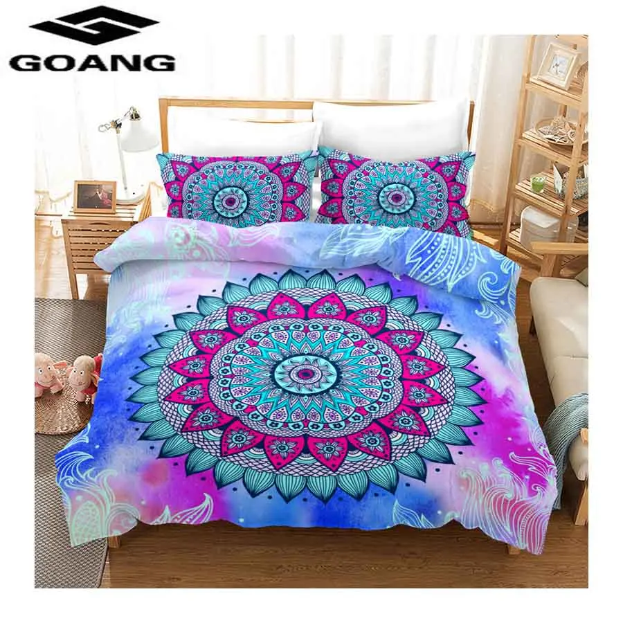 

GOANG 3d digital printing boho bedding bed sheet duvet cover and pillowcase luxury home textiles Mandala flowers