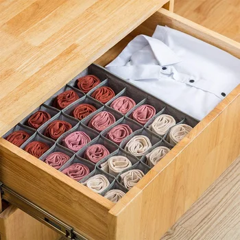 

4 Pack Closet Socks Organizer Drawer Divider 24 Cell Collapsible Closet Cabinet Organizer Underwear Storage Boxes