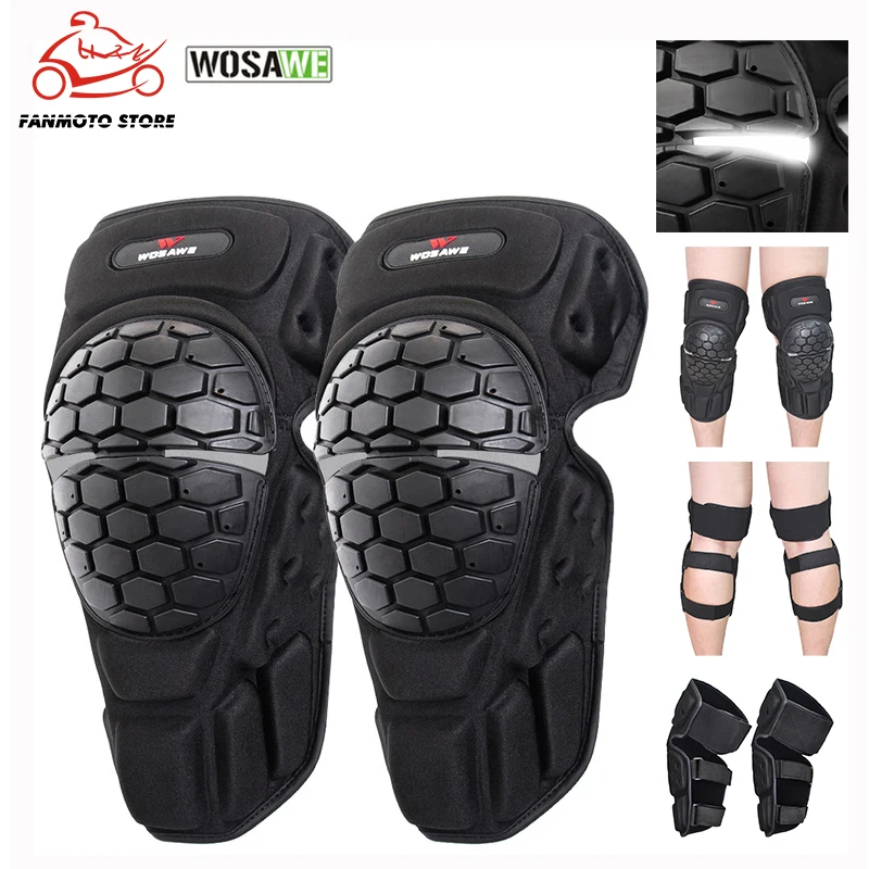 

WOSAWE New Motorcycle Knee Pads Racing Knee Guards Reflective Skateboard Rider Knee Protectors Brace Safety Motocross Shin Guard