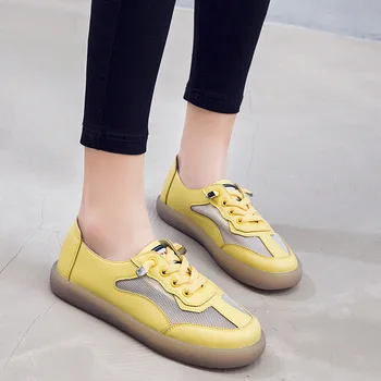 

2019 autumn new fashion simple solid color flat shoes women trend leather comfortable soft sole casual shoes