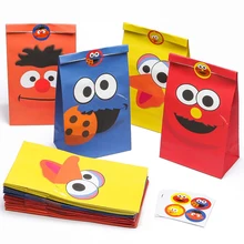 Autocollant cadeau en papier sésame pour enfants, ensemble de sacs en papier, dessin animé, thème de bonbons monstre, fournitures de décoration pour fête d'anniversaire, 24 pièces
