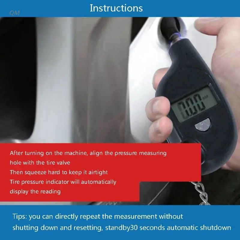 13Mf Digitális Gumiabroncs -Légnyomásmérő Tesztelővel, Kulcstartóval, Könnyű Olvasni Lcd Kijelző