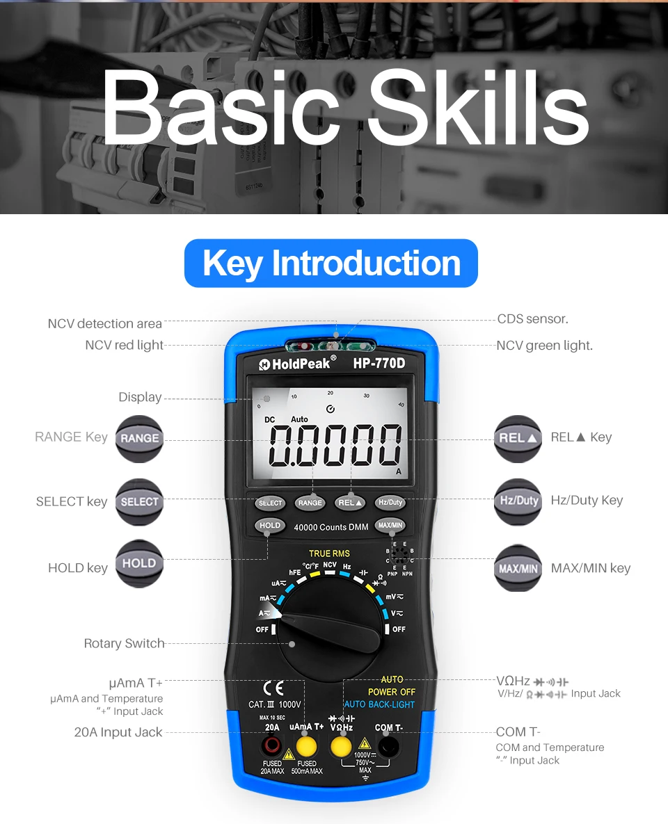 contagens, medição ohm, voltímetro amp, testador de capacitor