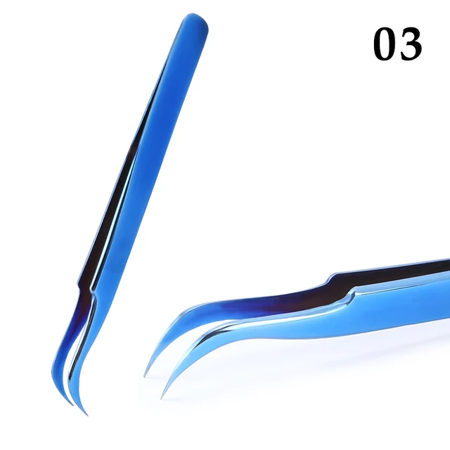 1 Pcs Eyelashes Tweezers Stainless Steel superhard Tweezers High Precision Anti-static tweezers for Eyelash Extensions 27
