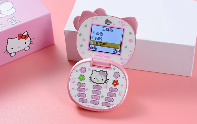 Милый мини-телефон hello kitty для девочек K688+ четырехдиапазонный флип-мобильный телефон с мультяшками разблокированный детский мини-телефон с двумя sim-картами