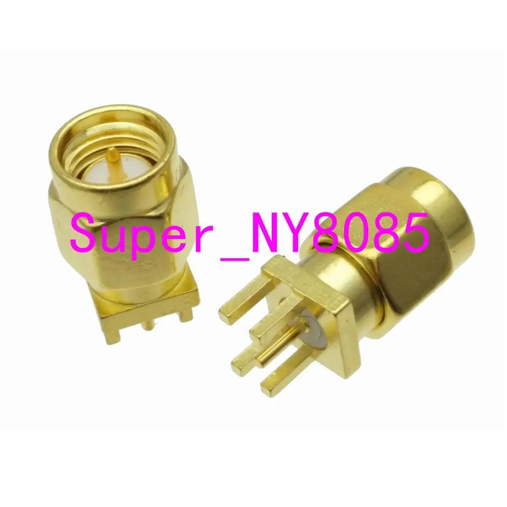 

10pcs connector SMA male solder PCB clip edge mount straight