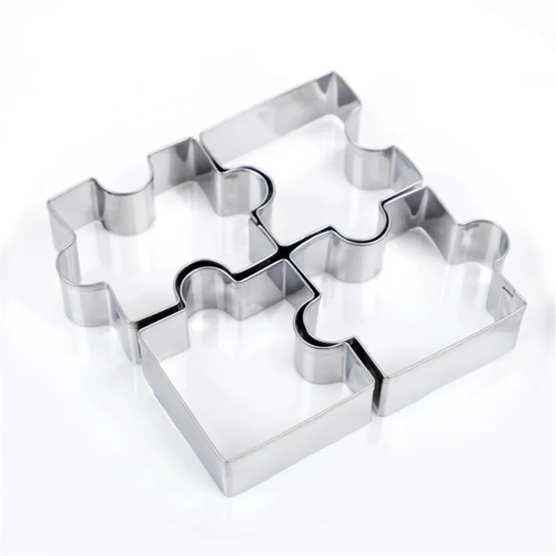 4Pcs/set Cookie Puzzle Shape Stainless Steel Cookie Cutter Set DIY Biscuit Mold Dessert Bakeware Cake Mold wedding Decorating 