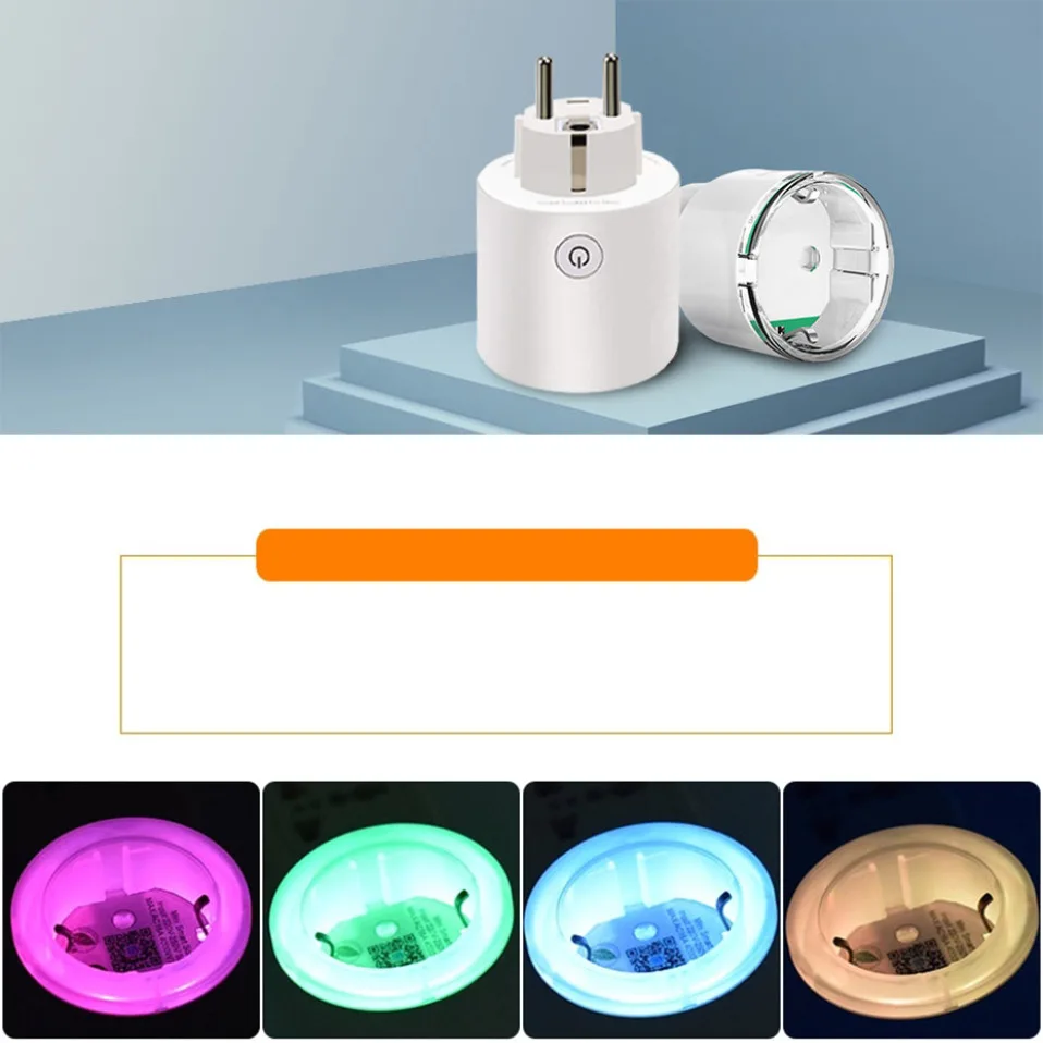 AVATTO умная розетка Wifi с монитором питания, 16А ЕС RGB Tuya умная розетка с Google Home Alexa голосовой пульт дистанционного управления