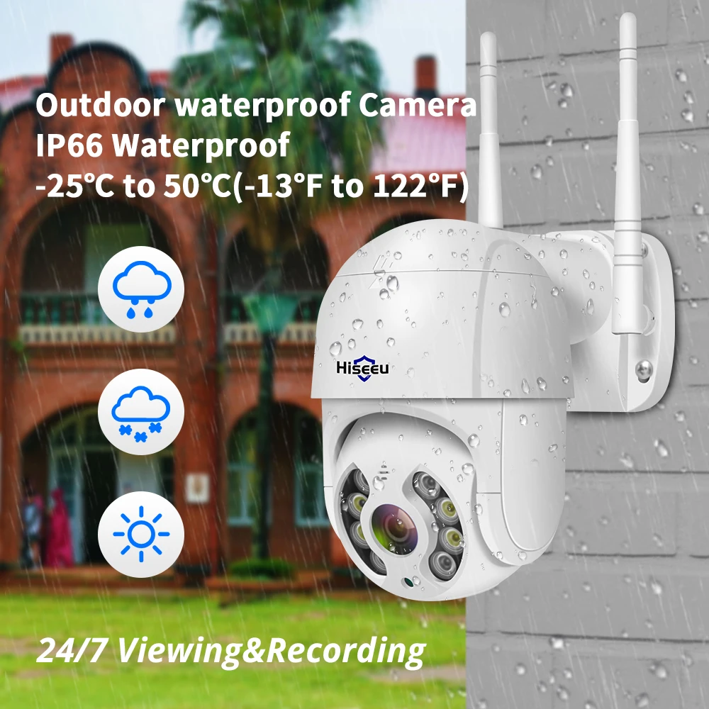 Hiseeu PTZ Wi Fi IP 2 МП 1080P ONVIF водонепроницаемая для использования вне помещения с картой