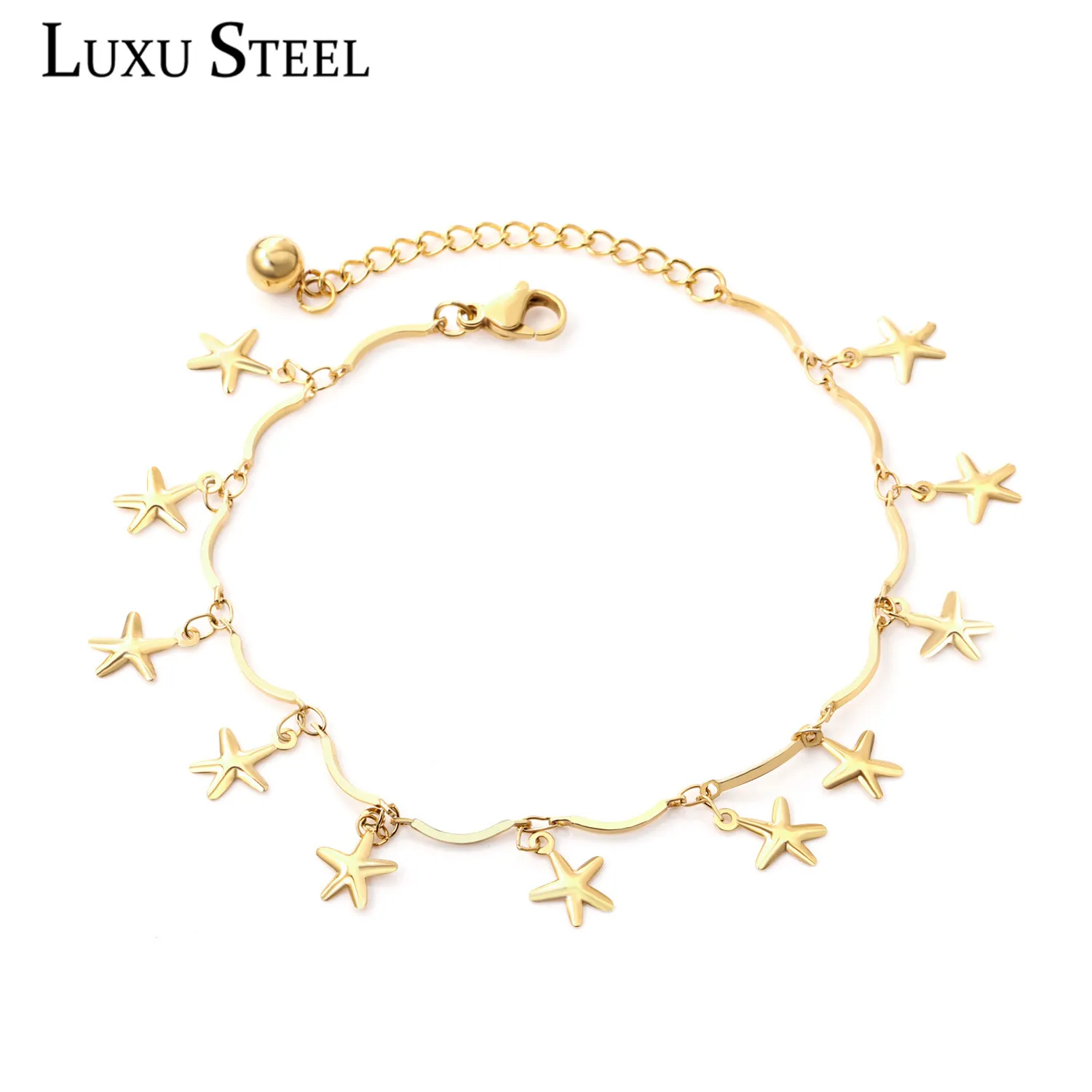 Женские ножные браслеты LUXUSTEEL аксессуары из нержавеющей стали в форме звезды 20 см
