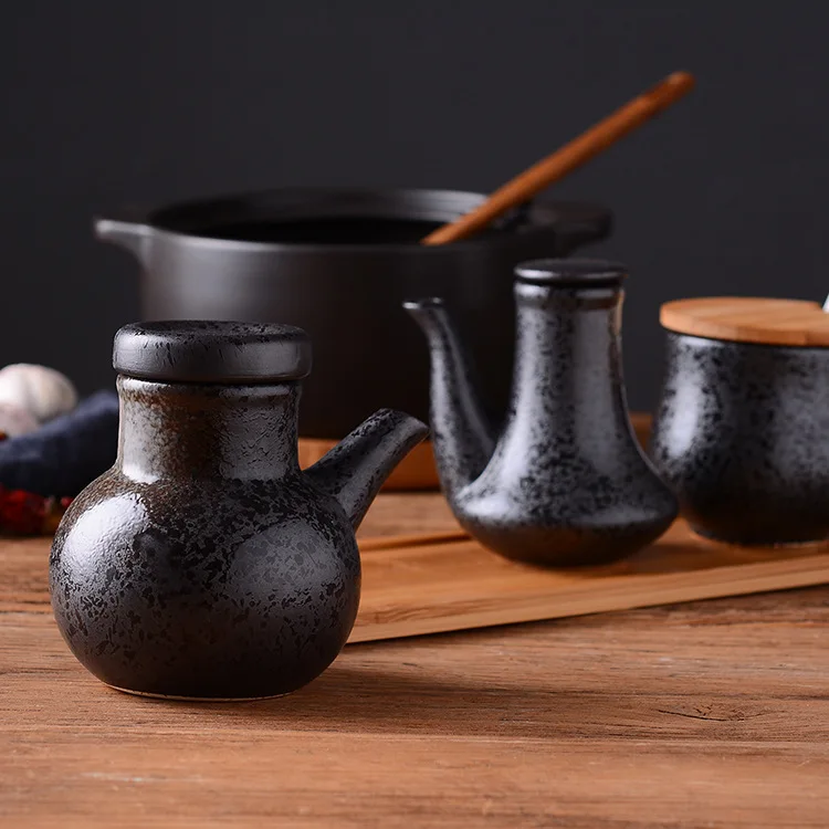cerâmica para temperar molho, vinagre, pote de pimenta, conjunto requintado