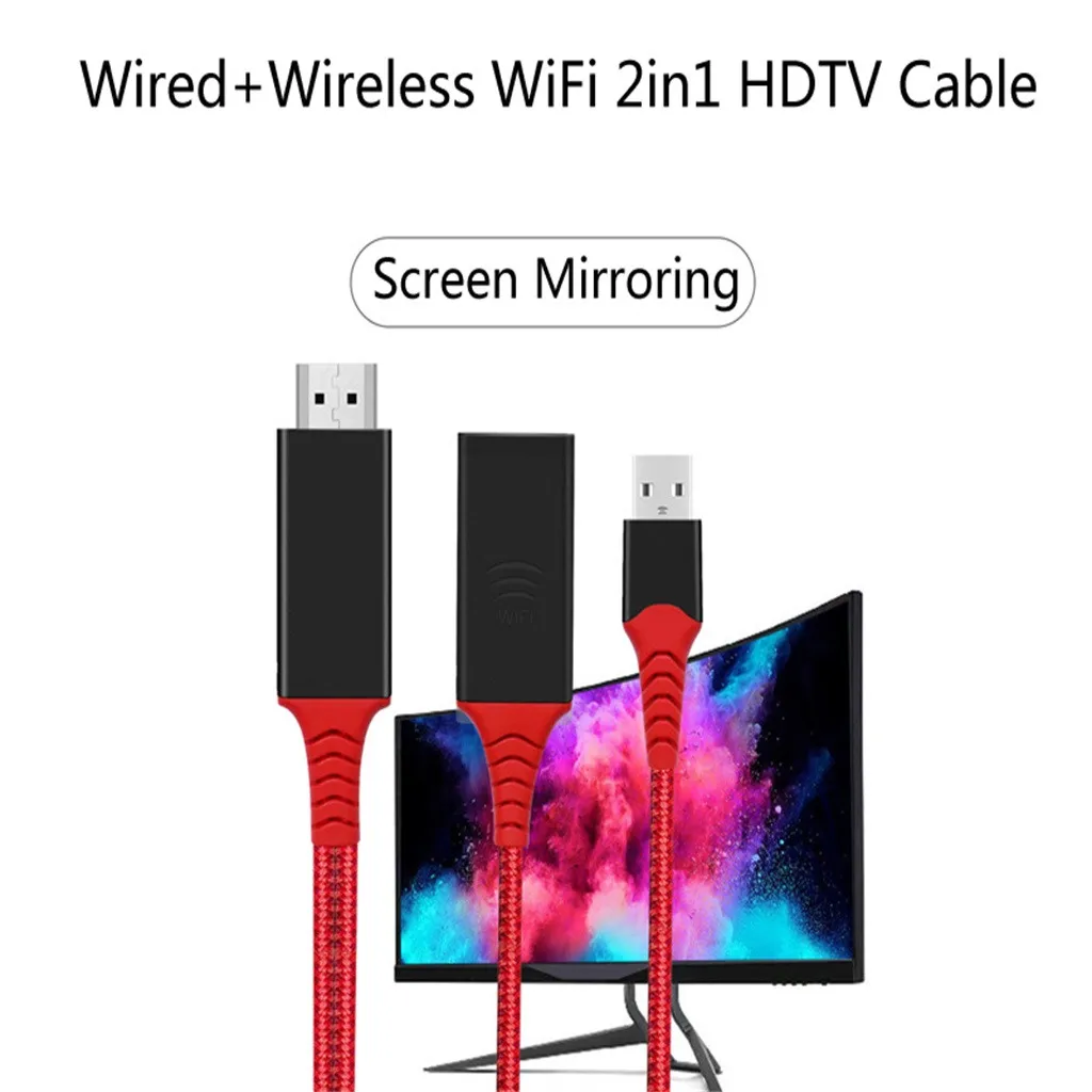 20 USB Женский 2в1 HDTV беспроводной HDMI дисплей ключ Wifi видеокабель, адаптер для Apple Android Кабель-адаптер