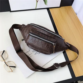 

2020 New Fashion Men Women Waist Bag Korean-style INS Super Fire PU Crocodile Pattern Chest Pack