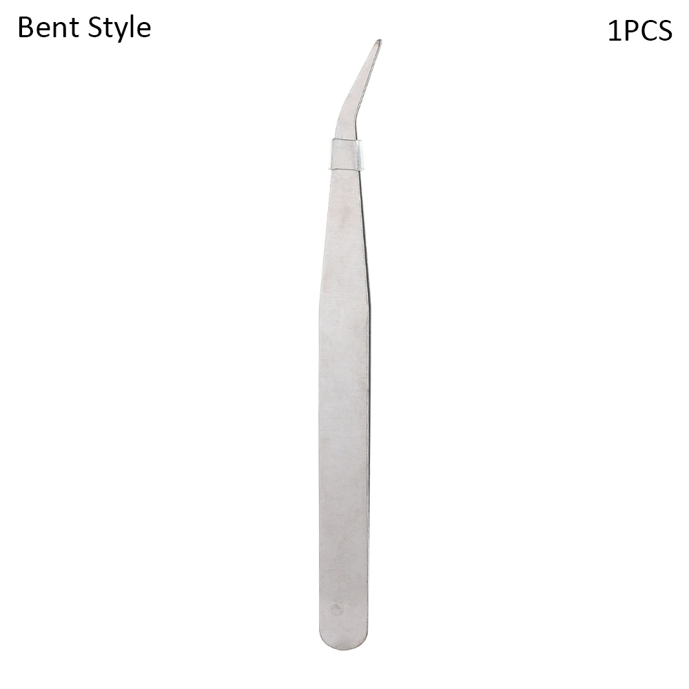 1pc Bent Style 1/3/5/10 шт Нержавеющая сталь Пинцет Серебряный тон прямые плоскогубцы с изогнутыми губками инструмент для рыб, растений и зажим для бровей точности набор для сборки - Цвет: 1pc Bent Style