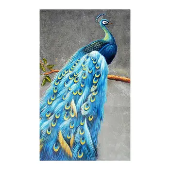 

Vertical Version Blue Peacocks Diamond Painting Round Full Drill Animal Nouveaute DIY Mosaic Embroidery 5D Cross Stitch
