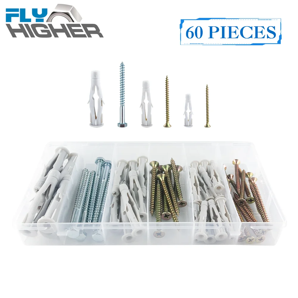 60pcs Nylon Hollow Wall Plug/ Plastic Expansion Hollow Cavity Anchor