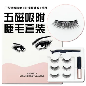 

Magnetic eyelash liquid false eyelash 10 combination eyelash 3 pairs set magnetic type 5 glue free
