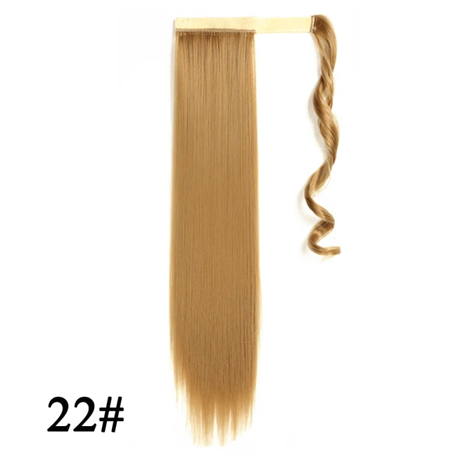 Leeons 20'' Synthetic Ponytail Hair pieces Heat Resistant Fiber Straight Ribbon Clip In Hair Extension 21 colors Brown Black 22