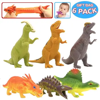 

6 Pcs Jurassic Wild Life Dinosaur Toy Set Dinosaur Model Action Figures Food Grade Materials Super Stretch