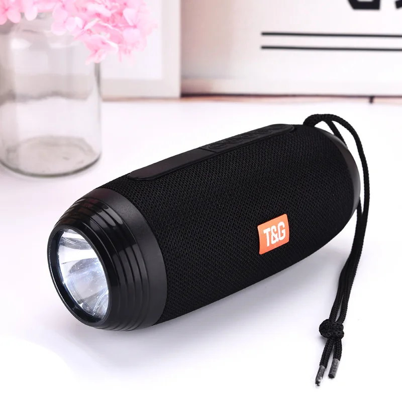 TG 602 black Портативный беспроводной bluetooth динамик с фонариком FM радио AUX Открытый водонепроницаемый двойной трубы TF карты сабвуфер, адаптер-звукосниматель - Цвет: TG 602 black