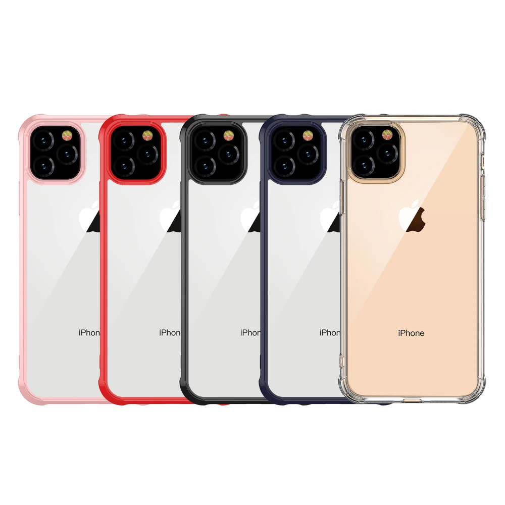Противоударный силиконовый футляр для бампера для iphone 11 Pro Max XR Xs X 7 8 Plus Прозрачная Жесткая задняя панель с защитой камеры
