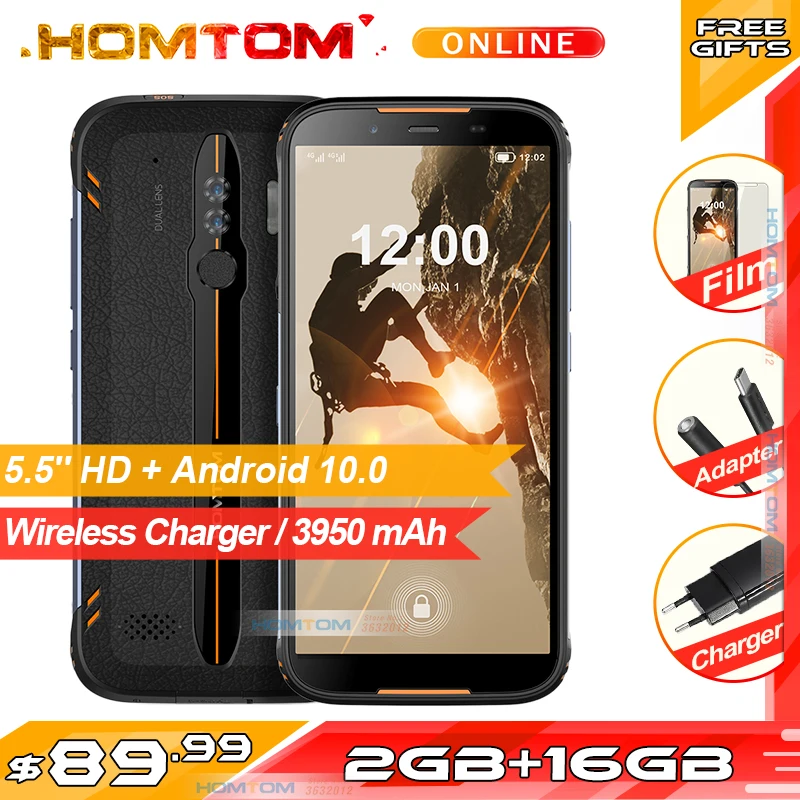 HOMTOM HT80 IP68 водонепроницаемый смартфон 4G LTE Android 10 5 дюймов 18:9 HD + MT6737 четырехъядерный
