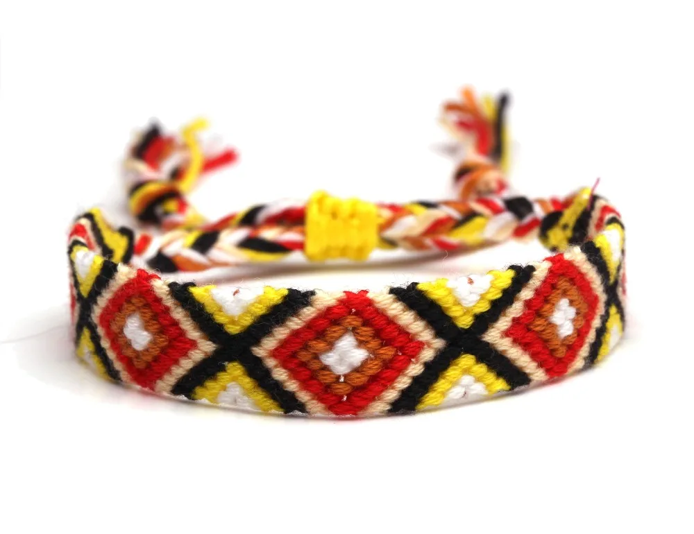 Разноцветные серьги в стиле бохо сглаза ромбоид Регулируемый тканый браслет дружбы для женщин мужчин хиппи Цыганский Майя этнические ювелирные изделия ручной работы