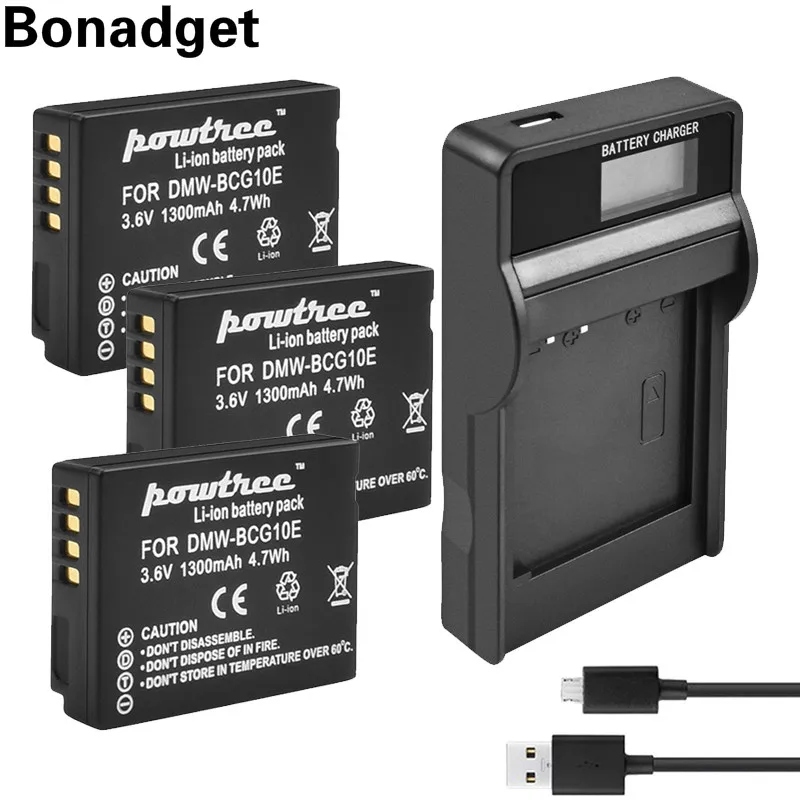 Bonadget 1300 мА-ч для цифрового фотоаппарата Panasonic Lumix DMW BCG10 BCG10E DMC-3D1 DMC-TZ7 DMC-TZ8 DMC-TZ10 DMC-TZ18 DMCTZ19 Камера Батарея