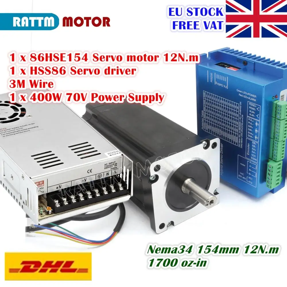 【EU】 2 set Nema34 8N.m Closed Loop Stepper Servo Motor 116mm 6A+HSS86 Driver CNC