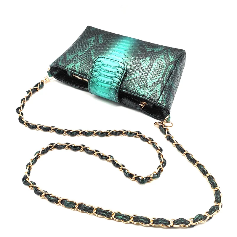 

New Women Serpentine Pattern Handbag Fashion Chain Shoulder Bags Snake Embossed Cross-body Bag