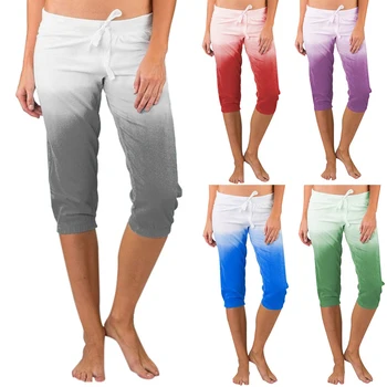 

2020 Casual Jogging Pants Multicolor Gradient Print Elastic Mid-Waist Fit