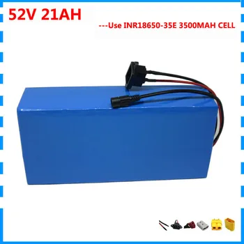 

1000W 52V Lithium battery pack 14S 52 V 21AH scooter bateria 51.8V Ebike batterie use 3500mah 18650 cell 30A BMS 2A Charger