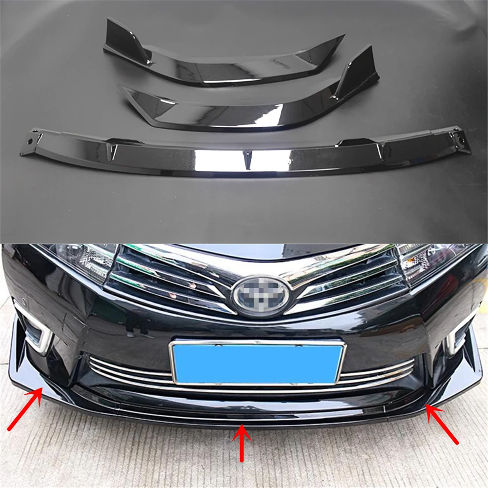 

3 pcs Accessories PP Plastic Car Front Bumper Chin Lip Small Surrounded Front Shovel Splitter Protector For Toyota Corolla 2019