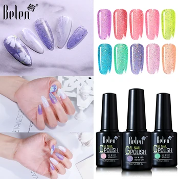 Online Belen 10ML Regenbogen Candy Gel Nagellack Tränken Weg Vom UV LED Nagel Lack Primer Gel Polnischen Salon Gel Lack Nail Art Maniküre